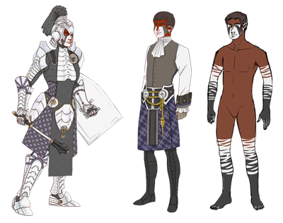 Ailuros sentinel armour, common clothing, and average skin patterns.